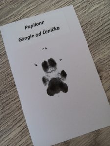 Otisk tlapky s textem